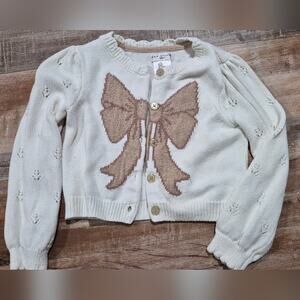 Max Studio Kids 2T Cream Sweater with Bow Design
